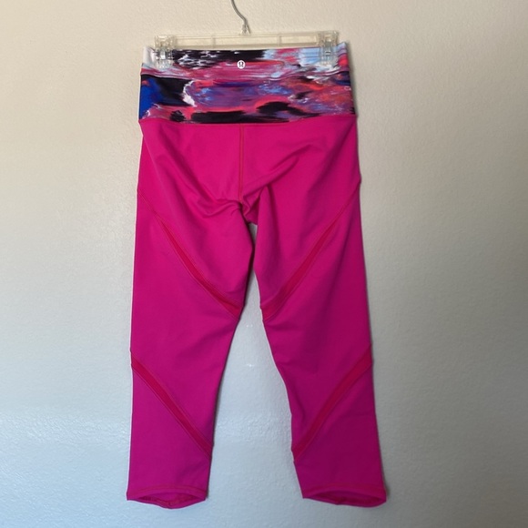 Lululemon Wunder Under crop high rise shine on in jeweled magenta women’s 8 - Picture 4 of 5